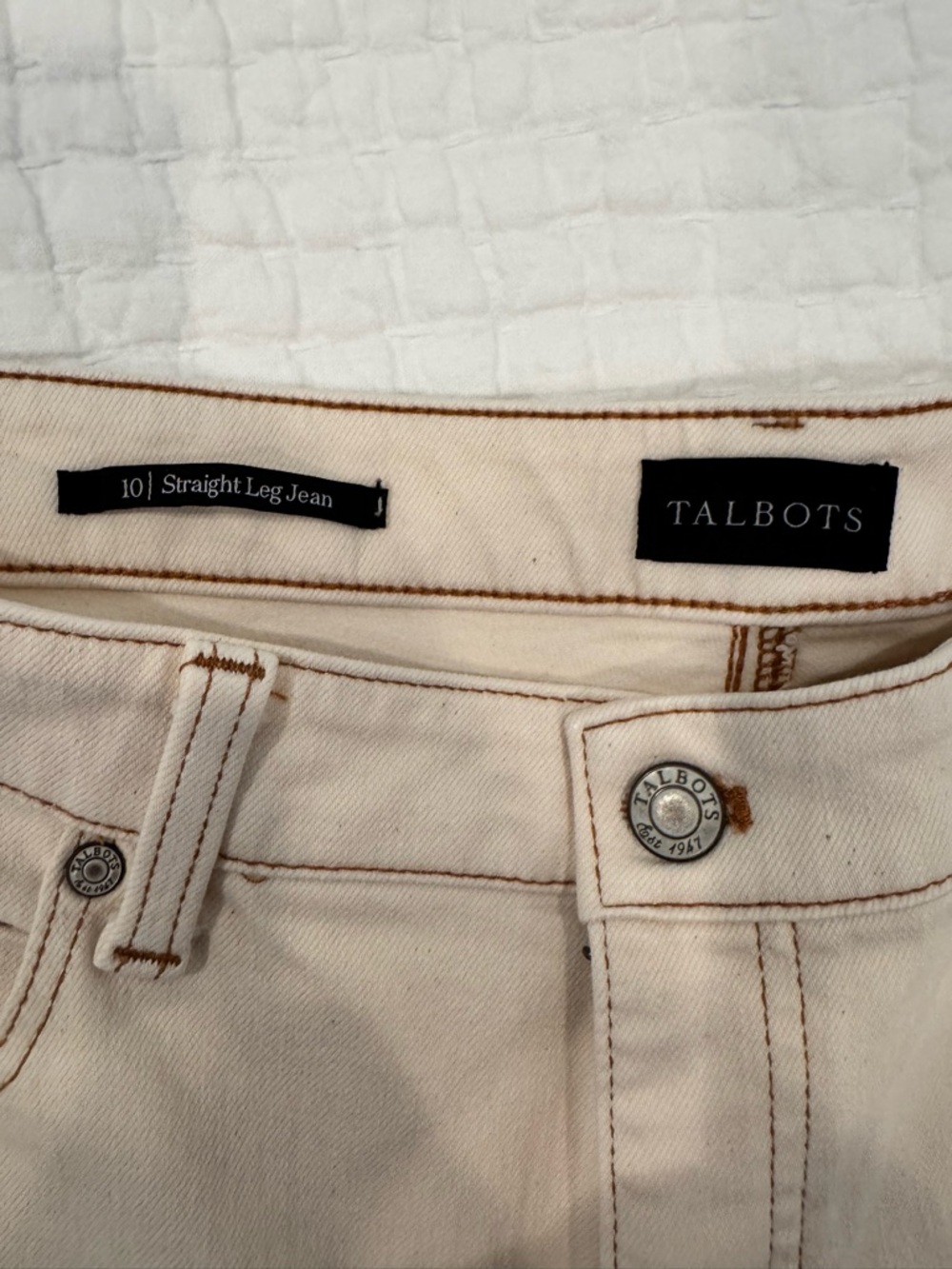 Talbots Cream Straight Leg Jeans - Picture 2 of 3